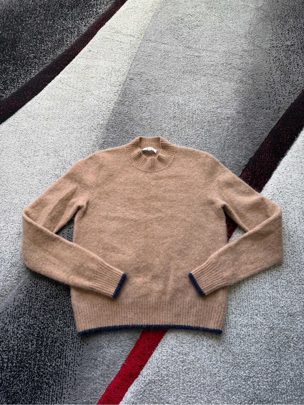 Vince Brown Contrast Tip Alpaca Blend Sweater